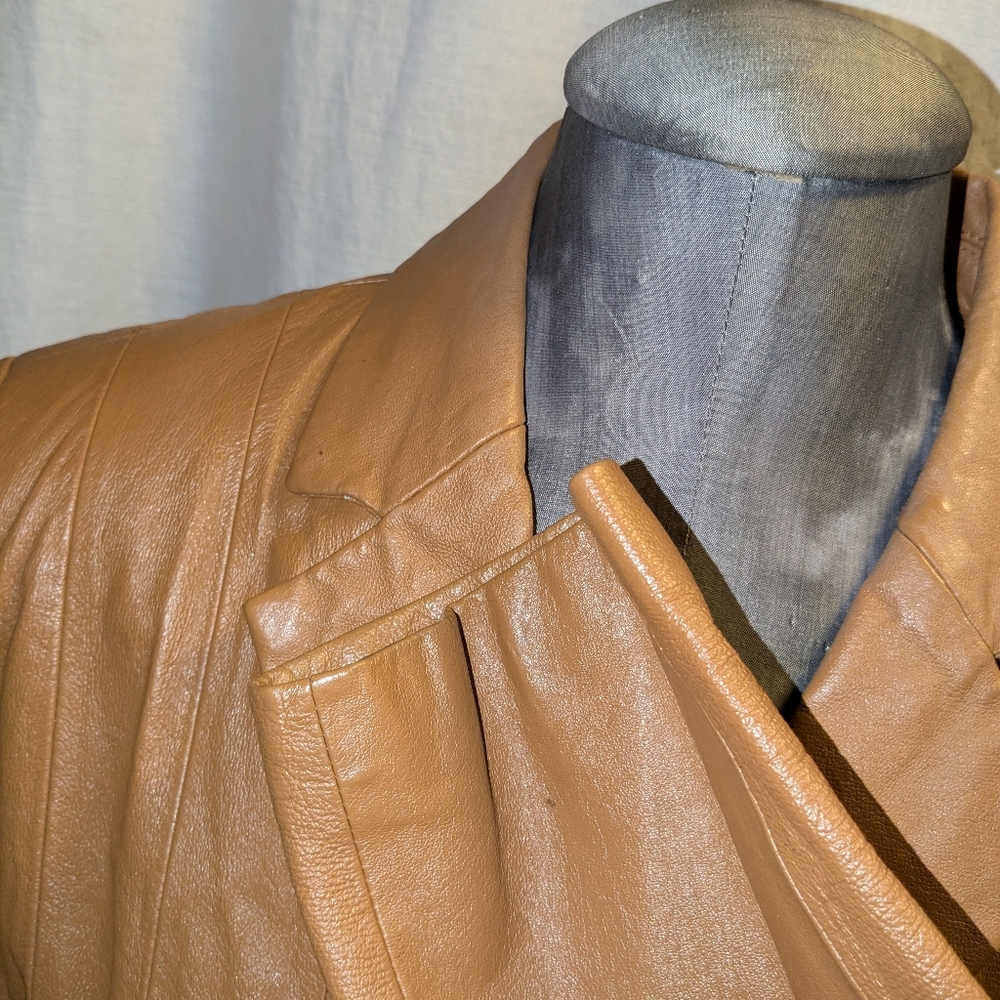 Metrostyle Brown Leather Blazer Vintage - Picture 2 of 7